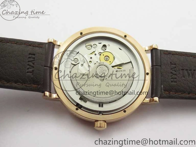 MIROTIME 0415 Stylish Portofino IW459402 RG MKS 1:1 Best Edition White Dial on Brown Leather Strap Miyota 7084